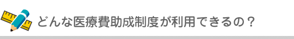どんな医療費助成制度が利用できるの？